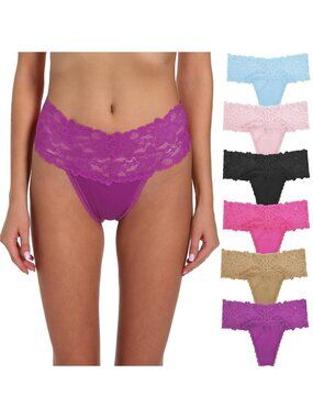High Waist T-Back Lace Thong, Sexy Plus Size Women's Underwear, Thick Band